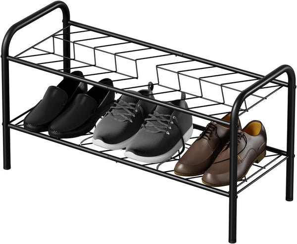 Vellzeyce Shoe Rack,Long Shoe Organizer for Closet,Wide Shoe Storage for Entryway, 2 Tier