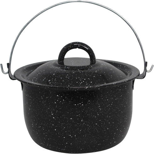 Mirro 3 Quart Enamel Convex Kettle, Black with Speckles for Cooking and Serving