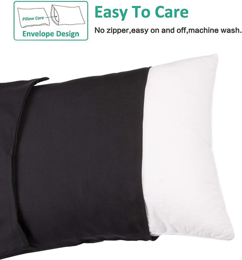 NTBAY King Pillowcase Set, 2 Pack Brushed Microfiber 20x36 Pillowcases, Soft, Black with Envelope Closure