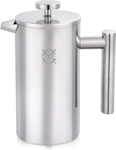 French Press Coffee Maker, 2 Cups Small Stainless Steel, Double Walled, 750ML/24OZ
