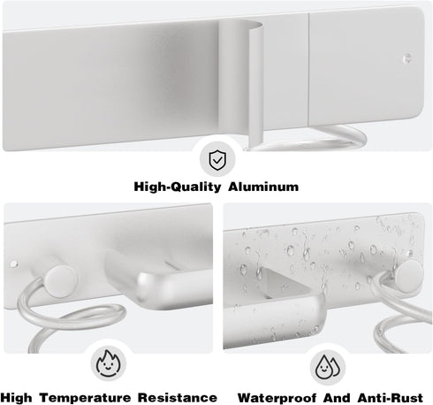 hicorfe Hair Dryer Holder 3 in 1, Wall Mounted Organizer for Bathroom Bedroom Hair Care Styling Tools