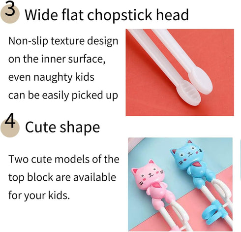 2 Pairs Kids Chopsticks, Cute Animal Cartoon Design, Plastic Training Chopsticks for Kids, Chopstick Helper/Trainer by