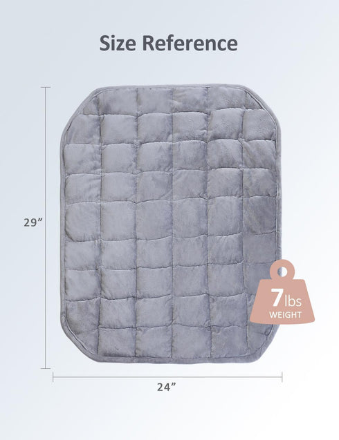 Kivik Small Weighted Blanket for Travel, 7 lbs Weighted Lap Pad for The Elderly, Heavy Lap Blanket Grey, 24"x29"