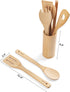 Kitchen Utensils Set of 8 PCS, 12 Inches Bamboo Wooden Cooking Spoon & Spatula Tools for Non-Stick Cookware (Bamboo)