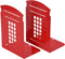 MerryNine 2pcs Metal Book Ends, Non Skid Heavy Bookends for Shelves, Telephone Booth Decorative Organizers (Red-2pcs)