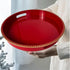 Counter, Room,(13") Red Decorative Tray for Coffee Table, Round Beaded Plastic Serving Tray forKitchen Ottoman, Living