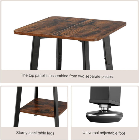 King Oasis 2-Tier Small Side Table for Living Room, End Table with Storage Shelf, Wood & Metal Bedside Table Nightstand
