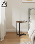 NEFROM ET-X-BR1 C-Shaped End Table, Small Couch Side Table, Sofa TV Tray Table for Living Room, Bedroom, Bedside