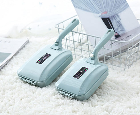 2Pcs Handheld Carpet Brush - Triple Brush Head Carpet Table Sweeper Pet Hair Cleaning Collector Brush (Blue+Pink)