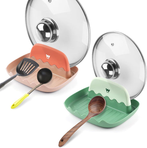 Spoon and Lid Rest, 2 Packs Neat & Drip-Free Utensil Rest for Countertop and Stove Top