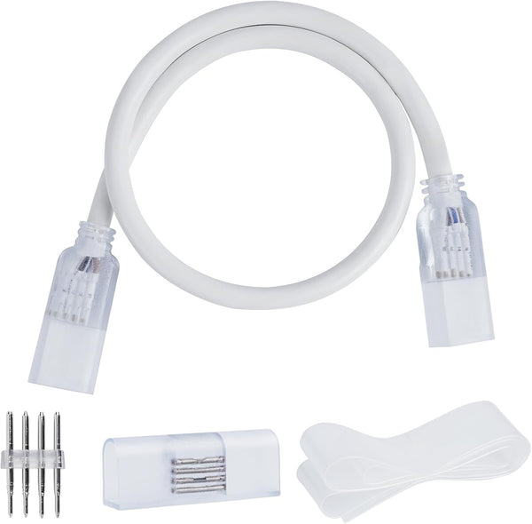 Shine Decor Connecting Parts Kit, 2 Connection Wire Cables & 1 Connector with 4-Prong Pin for RGB LED Neon Rope Lights