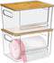 Trash Bag Dispenser 2 Pack, Stackable Acrylic Garbage Bags Dispenser with Bamboo