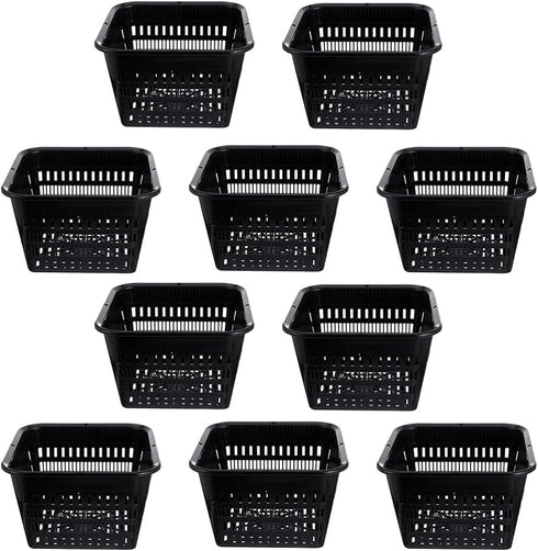 YARDWE 10pcs Heavy Duty Filter Plant Net Pots - Black Slotted Mesh Cup for Hydroponics and Orchids