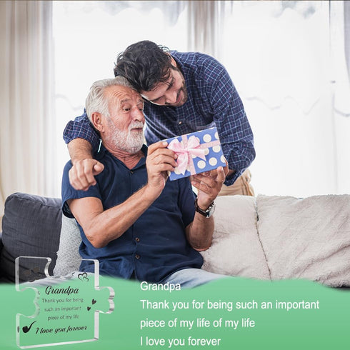 Lerdrtuin Acrylic Block Puzzle Gifts - Best for Grandpa & Grandparents, Christmas & Birthday
