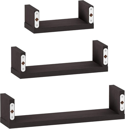 FURINNO Indo Wall Mounted Floating Shelves, Espresso