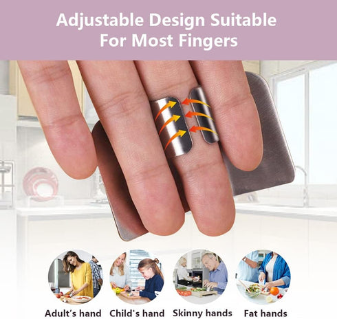 Finger Guards for Cutting, 4 Pcs Stainless Steel Finger Protector for Chopping and Slicing in Kitchens
