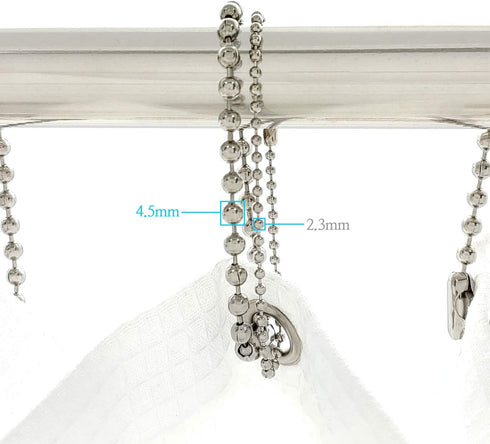 Antique Nickel Shower Curtain Hooks, 12 Pack Heavy Duty Metal Rings with 6 Inch Ball Chain Design