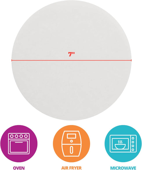 DecoPac Baking Parchment Circles, 100, Round Greaseproof Paper Liners for Cake Pans, Pies, Air Fryer, Pizza, Siliconized - 7"
