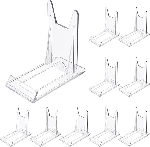 WANDIC Acrylic Plate Stands, 10 Pcs Mini Clear Plastic Display Holders Adjustable Easels for Flat Plates, Photos, Place