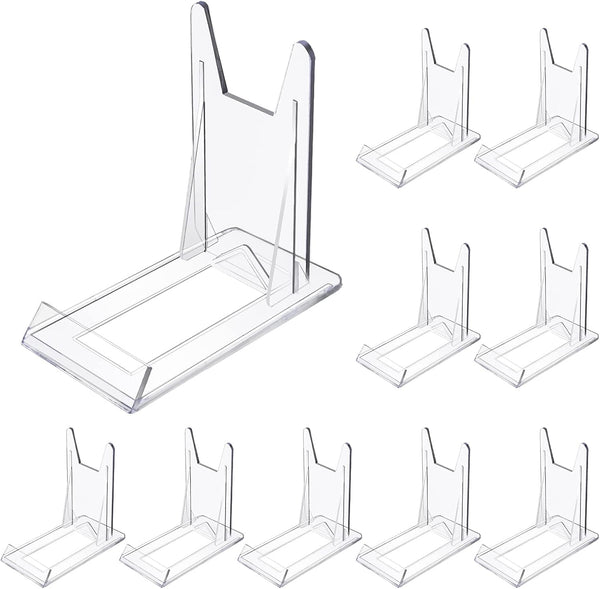 WANDIC Acrylic Plate Stands, 10 Pcs Mini Clear Plastic Display Holders Adjustable Easels for Flat Plates, Photos, Place