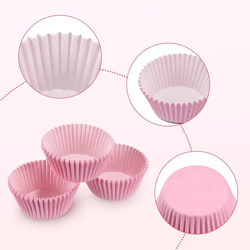 Baking Cups, 100 Pieces Pink Paper Cupcake Liners, Nonstick Muffin Molds for Parties