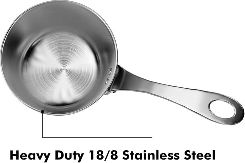 Macevia Mini Sauce Pan, 18/8 Stainless Steel Butter Warmer Mini Pan Cooking Sauce Cup for All Stoves, 5.2oz/150ml,