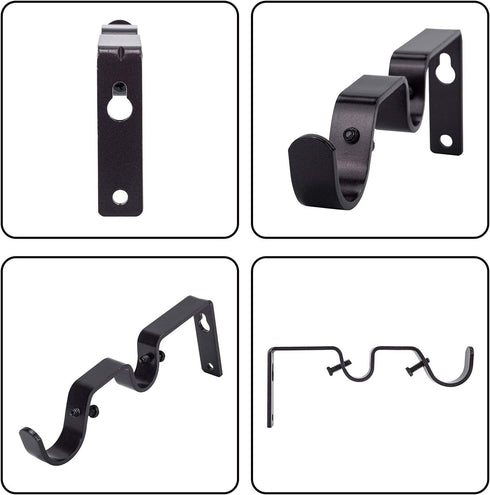 Ycolnaefllr Set of 3 Heavy Duty Oil Rubbed Bronze Double Curtain Rod Holders for 1 and 0.7-Inch Rods