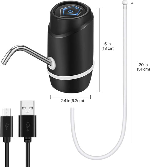Flexzion Black Water Bottle Dispenser for 5/6 Gallon Jugs, Detachable Electric Cold Drink Pump for Desktop Countertop