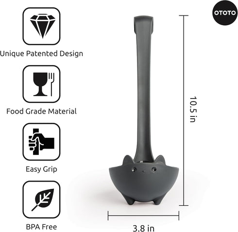 NEW!! OTOTO Katie Cat Soup Ladle - Black Cat Cooking Gift, Cute Kitchen Accessories, Funny Gadgets (Katie Cat)