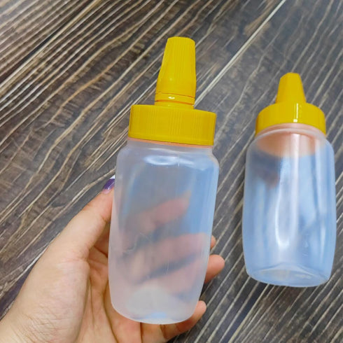 2pcs Empty Honey Jars Squeeze Bottles Plastic Honey Dispenser with Lids Refillable Condiment Container for Maple Syrup