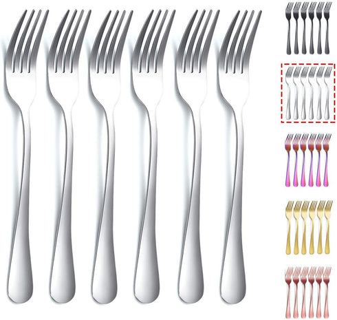 Kyraton Dinner Fork Set of 6, Stainless Steel 8.17 Inch Forks Silverware