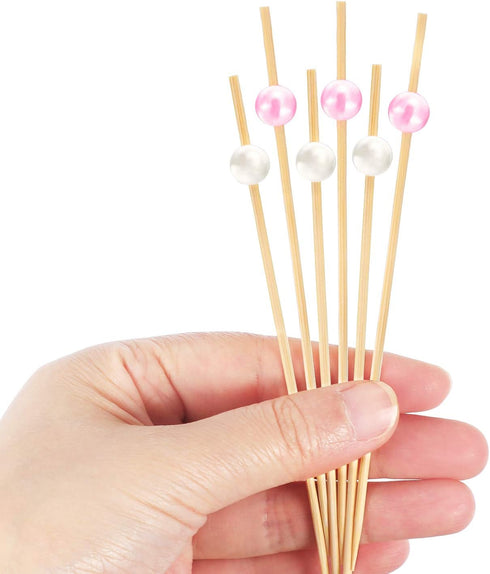 Blulu 200 Pack Cocktail Picks, 4.7 Inch Fancy Toothpicks for Appetizers, Bamboo Skewers for Party Decor