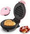 Mini Waffle Maker 4 Inch Plate - Heart Pink Non-Stick Waffle Iron for Hash Browns, Keto Chaffles, Snacks, Sandwich