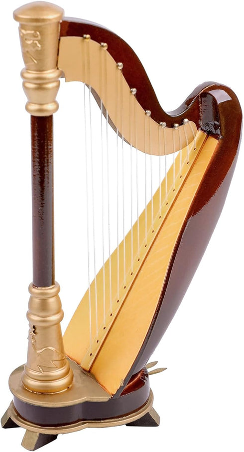 Dselvgvu (7.87"x4.41"x2.28") Wooden Miniature Harp with Case Mini Musical Instrument Harp Replica Collectible Figurines