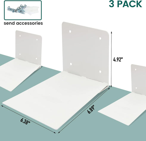 3-Pack STORAGE MANIAC Floating Book Shelves for Wall Mounted Invisible Floating Bookshelves Heavy-Duty Steel Hidden