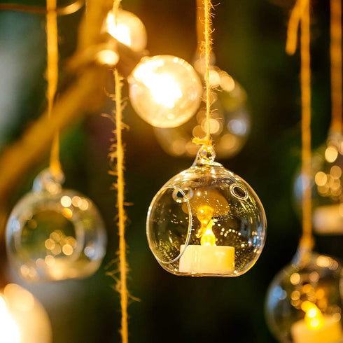 12 Pcs 3.15"/8cm Hanging Glass Tealight Holder, Globe Plant Terrariums for Indoor Outdoor Garden Decor