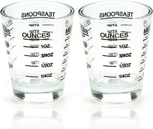 Shot Glasses Measuring Cup | Heavy Glass Wine Glass, 26-Incremental Measurement (2 pack-black 30ml)