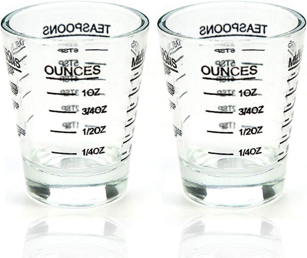 Shot Glasses Measuring Cup | Heavy Glass Wine Glass, 26-Incremental Measurement (2 pack-black 30ml)