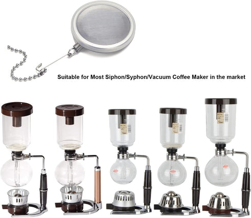 Reusable Syphon/Siphon Coffee Filter for Hario Yama Siphon Coffee Maker & Other Similar Syphon Coffee Maker, Permanent Stainless Steel & Silicon Rubber, Easy to Clean