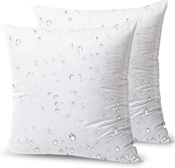 Phantoscope Premium Outdoor Pillow Inserts - Pack of 2 Square Water Resistant Polyester Throw Pillows, 16 X 16 inches