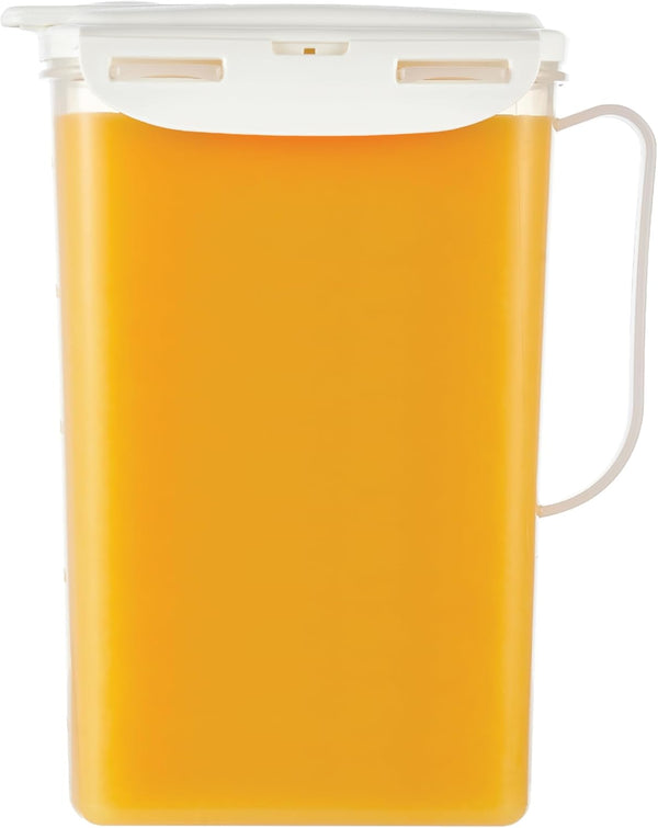 LocknLock Aqua Fridge Door Water Jug with Handle, BPA Free Plastic Pitcher with Flip Top Lid, 2 Quarts, Ivory