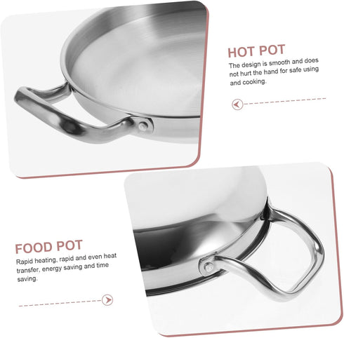 YARNOW Stainless Steel Griddle, Double Handle Hot Pot Kitchen Accessory, Small Cooking Tool