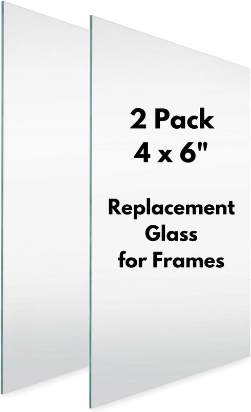 Icona Bay 4x6 Picture Frame Glass Replacement (4 x 6, 2 Pack) - Real Glass Cover for 4x6 Inches Photos