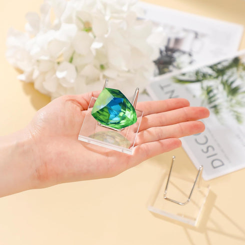 4 Pcs Rock Display Stand with Metal Arms and Acrylic Base, Decorative Easel for Mineral Crystal Display