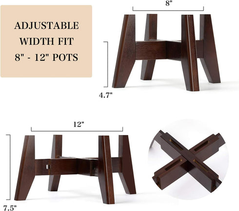 8 9 10 11 12 inches Seanmi Plant Stands for Indoor Plants, Bamboo Plant Stand, Mid Century Plant Holder, Adjustable