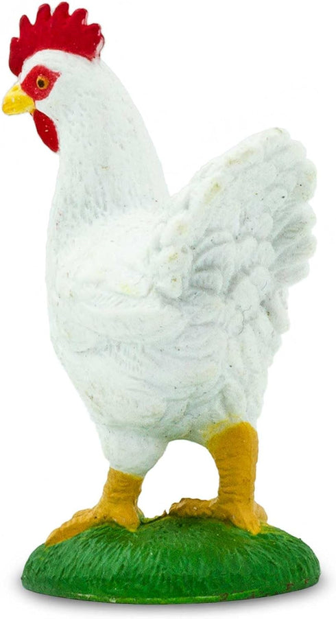 2.25" 3+ Safari Ltd. White Leghorn Chicken Figurine - Lifelike Model Figure - Educational Toy for Boys, Girls, and Kids