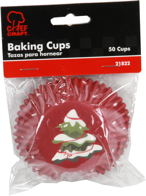 Chef Craft Paper Patterned Cupcake Liners, 50 Count, Red/Green/White