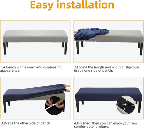 Fuloon Stretch Jacquard Dining Bench Cover - Anti-Dust Removable Bench Slipcover Washable Seat Cushion Protector