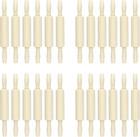 Miokun 24 Pack Wood Small Rolling Pin for Kids, 7.9 Inch Kids Rolling