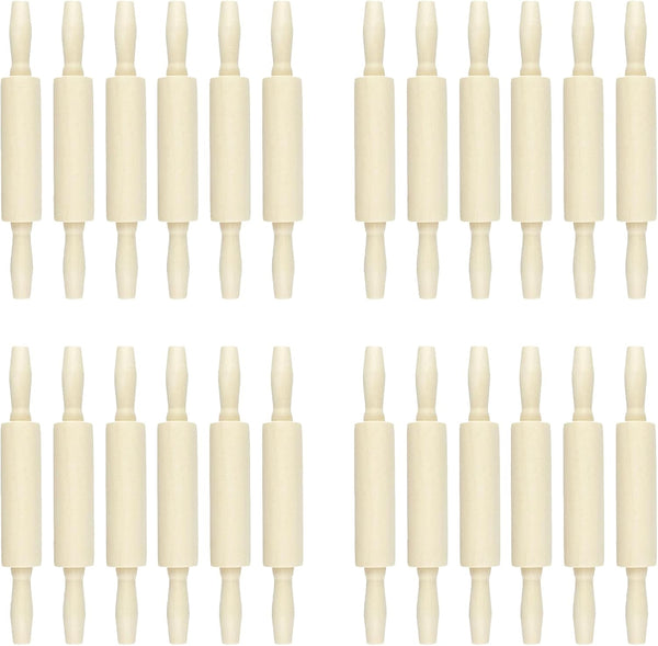 Miokun 24 Pack Wood Small Rolling Pin for Kids, 7.9 Inch Kids Rolling